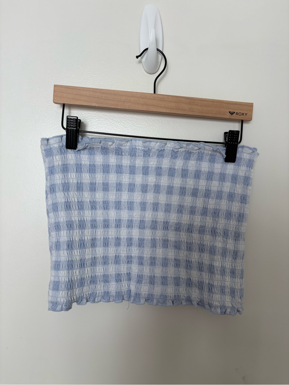 Light Blue and White Gingham Tube Skirt